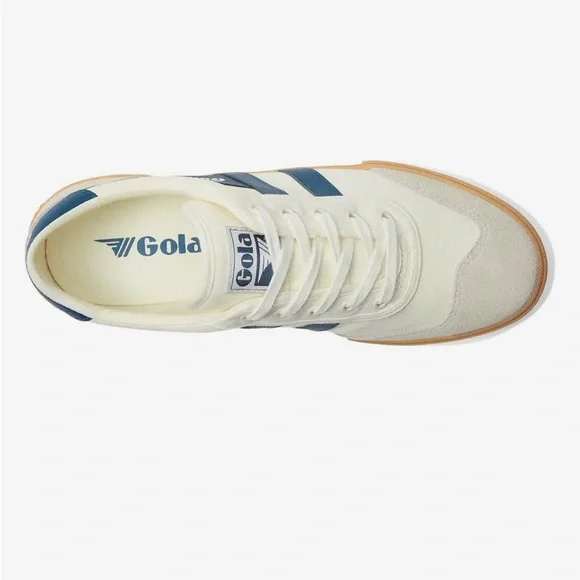 Gola Badminton Sneaker in Off White, Baltic, & Gum, Size: 10 - Picture 4 of 14
